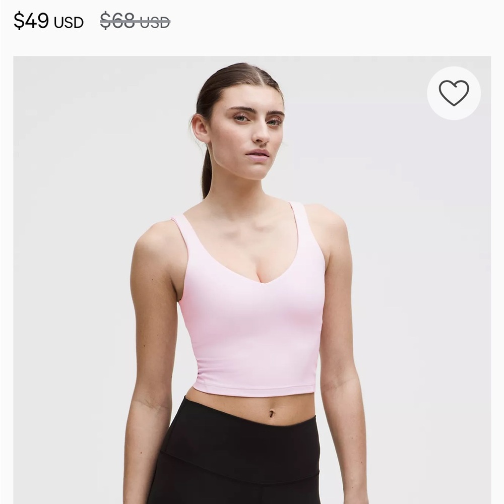 Lululemon align tank bra top, size 2, pale pink mist